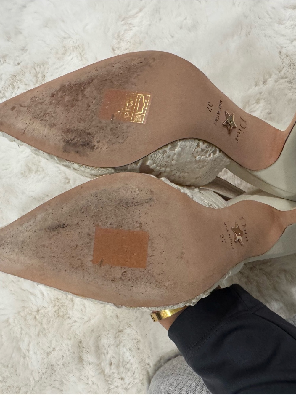 Christian Dior J'adior lace and leather slingback pumps - Picture 9 of 12